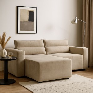 alpha-GR-SILV-M01-14647 SILVER ΓΩΝΙΑΚΟΣ ΚΑΝΑΠΕΣ ΚΡΕΒΑΤΙ ΜΕ ΑΝΑΣΤΡΕΨΙΜΗ ΓΩΝΙΑ ΜΠΕΖ 245X148X94CM