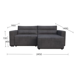 alpha-GR-SILV-M10-2957259 SILVER ΓΩΝΙΑΚΟΣ ΚΑΝΑΠΕΣ ΚΡΕΒΑΤΙ ΜΕ ΑΝΑΣΤΡΕΨΙΜΗ ΓΩΝΙΑ ΣΚΟΥΡΟ ΜΠΛΕ 245X148X94CM
