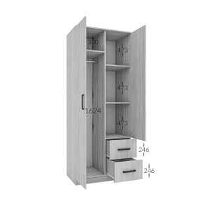 alpha-GR-SIM2D2DR-2-2957783 ΝΤΟΥΛΑΠΑ ΔΙΦΥΛΛΗ ΜΕ ΣΥΡΤΑΡΙΑ SIMPLE ΓΡΑΦΙΤΗΣ 80X52X205CM