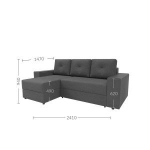 alpha-GR-TRIUM-M14-2957445 TRIUMPH ΓΩΝΙΑΚΟΣ ΚΑΝΑΠΕΣ ΚΡΕΒΑΤΙ ΜΕ ΑΝΑΣΤΡΕΨΙΜΗ ΓΩΝΙΑ ΓΚΡΙ 241X147X94CM