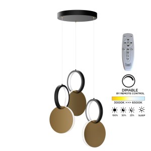 alpha-HU-HJ2181-1E-65606 ΦΩΤΙΣΤΙΚΟ ΚΡΕΜΑΣΤΟ SYMMETRIC 1E LED 45W ΧΡΥΣΟ-ΜΑΥΡΟ Φ25X120CM