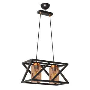 alpha-MEC-1205-2BLACK-1518 ΦΩΤΙΣΤΙΚΟ ΚΡΕΜΑΣΤΟ ΔΙΦΩΤΟ ΜΕΤΑΛΛΙΚΟ ΜΑΥΡΟ Ε27 40X25X70CM