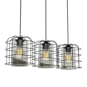 alpha-MEC-17993RAGABLACK-13791 ΦΩΤΙΣΤΙΚΟ ΚΡΕΜΑΣΤΟ ΤΡΙΦΩΤΟ ΜΕΤΑΛΛΙΚΟ ΜΑΥΡΟ Ε27 50X15X65CM