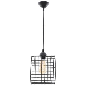 alpha-MEC-2024201-1567 ΦΩΤΙΣΤΙΚΟ ΚΡΕΜΑΣΤΟ ΜΟΝΟΦΩΤΟ ΜΕΤΑΛΛΙΚΟ ΚΥΛΙΝΔΡΟΣ ΜΑΥΡΟ E27 22X22X70CM