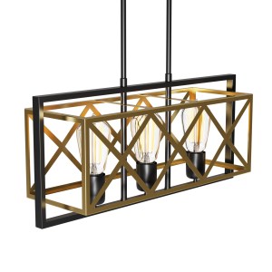 alpha-MEC-3317F3-13805 ΚΡΕΜΑΣΤΟ ΦΩΤΙΣΤΙΚΟ ΤΡΙΦΩΤΟ ΧΡΥΣΟ-ΜΑΥΡΟ Ε27 58X20X68CM