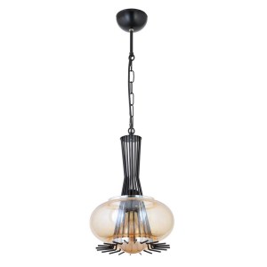 alpha-MEC-3440-1BSBLACK-1632 ΦΩΤΙΣΤΙΚΟ ΚΡΕΜΑΣΤΟ ΜΟΝΤΕΡΝΟ ΜΟΝΟΦΩΤΟ ΜΑΥΡΟ ΜΕ ΓΥΑΛΙ E27 23X23X65CM