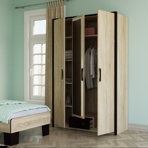 alpha-SO-SCARLET3D-16269 ΝΤΟΥΛΑΠΑ ΤΡΙΦΥΛΛΗ SCARLET3D SONOMA-WENGE 136X58X212ΕΚ