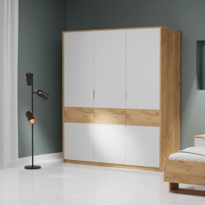 alpha-TO-AVANTIWARDROBE-2536 ΝΤΟΥΛΑΠΑ AVANTI ΤΡΙΦΥΛΛΗ ΧΡΥΣΟΣ ΔΡΥΣ-ΛΕΥΚΟ 184.8X65.6X214.2CM
