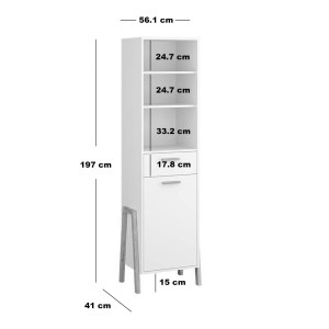 alpha-TO-BELLE1D1SWHITE-2957827 ΒΙΒΛΙΟΘΗΚΗ BELLE ΛΕΥΚΟ 41X41X197CM