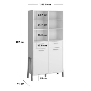 alpha-TO-BELLE2D2SWHITE-2957837 ΒΙΒΛΙΟΘΗΚΗ BELLE ΛΕΥΚΟ 102.5X41X197CM