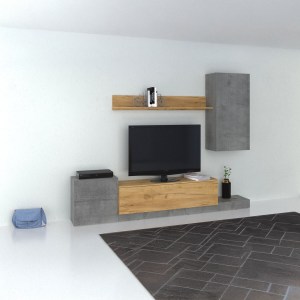 alpha-TO-LUCKY-13677 ΣΥΝΘΕΣΗ ΤΗΛΕΟΡΑΣΗΣ LUCKY 246.3X37X193CM ΓΚΡΙ-ΧΡΥΣΟ ΔΡΥΣ