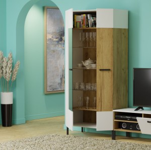 alpha-TO-SANT1W1DHIGHWH-18686 ΒΙΤΡΙΝΑ SANTES ΧΡΥΣΟ ΔΡΥΣ-ΛΕΥΚΟ 90X42X197.5CM