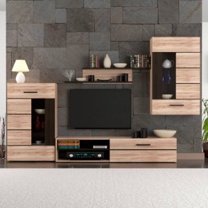 alpha-TO-SOLO-2982 ΣΥΝΘΕΣΗ ΤΗΛΕΟΡΑΣΗΣ SOLO 293X41X184CM SONOMA ΜΕ WENGE MDF ΚΑΜΠΥΛΩΤΟ ΤΕΛΕΙΩΜΑ