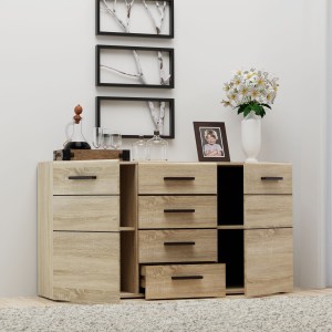 alpha-TO-SOLO2D4S-14138 ΜΠΟΥΦΕΣ SOLO 150X41X82CM SONOMA ΜΕ WENGE ΚΑΙ MDF ΚΑΜΠΥΛΩΤΟ ΤΕΛΕΙΩΜΑ ΣΤΙΣ ΠΟΡΤΕΣ.