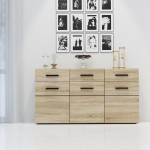 alpha-TO-SOLO3D3S-3000 ΜΠΟΥΦΕΣ SOLO 150X41X82CM SONOMA ΜΕ WENGE ΚΑΙ MDF ΚΑΜΠΥΛΩΤΟ ΤΕΛΕΙΩΜΑ ΣΤΙΣ ΠΟΡΤΕΣ