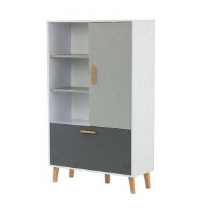 alpha-TO-TIMMY1D1K-14621 ΡΑΦΙΕΡΑ TIMMY ΛΕΥΚΟ-ΓΡΑΦΙΤΗ-ΓΚΡΙ 90X36X147CM