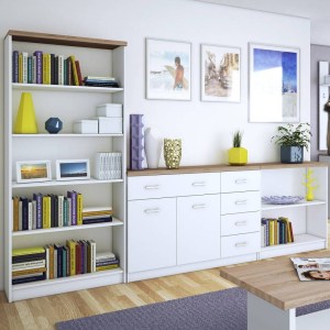 alpha-TO-TOPMIXSET4-3045 ΣΕΤ ΜΠΟΥΦΕ ΜΕ ΒΙΒΛΙΟΘΗΚΕΣ 3 ΤΕΜ. 280X33X183CM ΛΕΥΚΟ-SONOMA