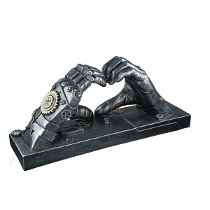 Artelibre - 05160241 ΔΙΑΚΟΣΜΗΤΙΚΟ STEAMPUNK ΧΕΡΙΑ ΣΧΗΜΑΤΙΖΟΥΝ ΚΑΡΔΙΑ ΑΣΗΜΙ POLYRESIN 9.5X35X16CM