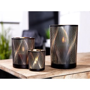 Artelibre - 05160545 ΘΗΚΗ ΡΕΣΩ ΓΡΑΜΜΕΣ ΜΑΥΡΟ ΓΥΑΛΙ 18CM