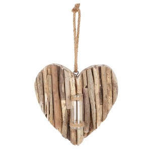 Artelibre - 05160598 ΔΙΑΚΟΣΜΗΤΙΚΟ ΚΡΕΜΑΣΤΟ ΚΑΡΔΙΑ ΜΕ ΔΟΚΙΜΑΣΤΙΚΟ ΣΩΛΗΝΑ ΦΥΣΙΚΟ ΞΥΛΟ 3.5X21X22CM