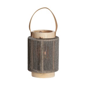 Artelibre - 05160617 ΦΑΝΑΡΙ ΚΥΛΙΝΔΡΙΚΟ ΜΕ ΧΕΡΟΥΛΙ ΦΥΣΙΚΟ/ΓΚΡΙ ΞΥΛΟ/ΓΥΑΛΙ 23CM