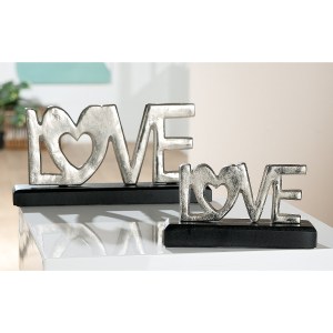 Artelibre - 05160871 ΔΙΑΚΟΣΜΗΤΙΚΟ ARTELIBRE LOVE ΣΕ ΒΑΣΗ ΑΣΗΜΙ/ΜΑΥΡΟ ΑΛΟΥΜΙΝΙΟ/ΞΥΛΟ 18X5X10CM