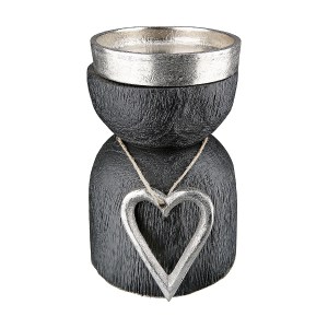 Artelibre - 05160931 ΚΗΡΟΠΗΓΙΟ ΜΕ ΚΑΡΔΙΑ ARTELIBRE ΜΑΥΡΟ ΑΛΟΥΜΙΝΙΟ/ΞΥΛΟ Φ8X13CM