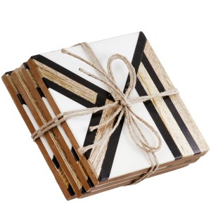 Artelibre - 05161315 ΣΕΤ ΣΟΥΒΕΡ ΤΕΤΡΑΓΩΝΟ MANGO ΞΥΛΟ ΜΑΥΡΟ ΚΑΦΕ ΕΚΡΟΥ 10X5X10CM 10X5X10CM