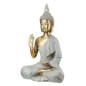 Artelibre - 05161449  ΦΙΓΟΥΡΑ BUDDHA ΣΥΝΘΕΤΙΚΗ ΡΗΤΙΝΗ ΓΚΡΙ ΧΡΥΣΟ ΧΡΩΜΑ 16X8X25CM 16X8X25CM