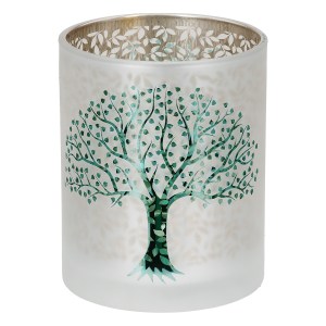 Artelibre - 05161455  ΦΑΝΑΡΙ ΚΥΛΙΝΔΡΙΚΟ ΔΕΝΤΡΟ ΜΟΤΙΦ ΓΥΑΛΙΝΑ ΠΡΑΣΙΝΟ ΛΕΥΚΟ D10X13CM D10X13CM