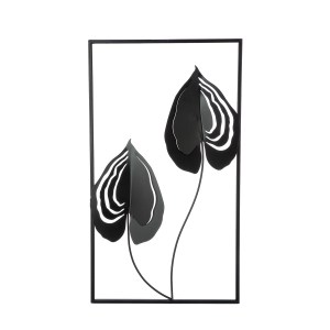 Artelibre - 05161519  ΑΝΑΓΛΥΦΟ ΤΟΙΧΟΥ ΜΟΤΙΒΟ ΦΥΛΛΟΥ ΜΕΤΑΛΛΙΚΟ ΜΑΥΡΟ 2 ΠΟΙΚΙΛΙΑ 30X2X55CM 30X2X55CM