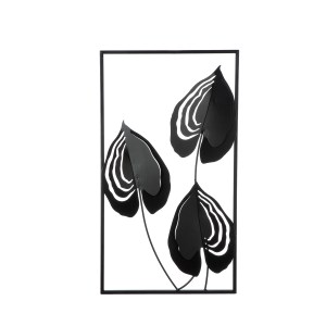 Artelibre - 05161519  ΑΝΑΓΛΥΦΟ ΤΟΙΧΟΥ ΜΟΤΙΒΟ ΦΥΛΛΟΥ ΜΕΤΑΛΛΙΚΟ ΜΑΥΡΟ 2 ΠΟΙΚΙΛΙΑ 30X2X55CM 30X2X55CM