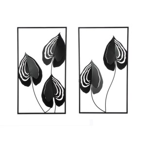 Artelibre - 05161519  ΑΝΑΓΛΥΦΟ ΤΟΙΧΟΥ ΜΟΤΙΒΟ ΦΥΛΛΟΥ ΜΕΤΑΛΛΙΚΟ ΜΑΥΡΟ 2 ΠΟΙΚΙΛΙΑ 30X2X55CM 30X2X55CM