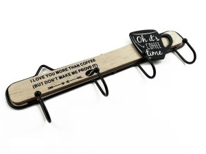 Artelibre - 06510236 ΚΡΕΜΑΣΤΡΑ ΤΟΙΧΟΥ I LOVE YOU MORE THAN COFFEE 4 ΘΕΣΕΩΝ ΜΑΥΡΟ/ΦΥΣΙΚΟ ΜΕΤΑΛΛΟ/ΞΥΛΟ 30X10CM