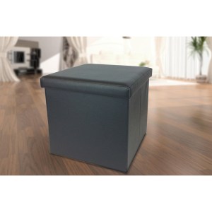 Artelibre - 06510282 ΣΚΑΜΠΟ ΜΕ ΑΠΟΘΗΚΕΥΤΙΚΟ ΧΩΡΟ ΜΑΥΡΟ ΔΕΡΜΑ 38X38X38CM