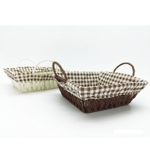 Artelibre - 06512603 ΚΑΛΑΘΙ ΤΕΤΡΑΓΩΝΟ ARTELIBRE ΚΑΦΕ/ΛΕΥΚΟ ΥΦΑΣΜΑ/ΞΥΛΟ 22X22X8CM 2ΤΜΧ