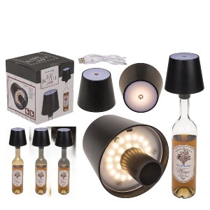 Artelibre - 06530354 ΕΠΙΤΡΑΠΕΖΙΟ ΦΩΤΙΣΤΙΚΟ LED ΦΟΡΗΤΟ ΓΙΑ ΜΠΟΥΚΑΛΙ ΜΑΥΡΟ ΠΛΑΣΤΙΚΟ 11X10.5CM