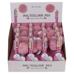 Artelibre - 06530367 ΣΤΥΛΟ 6 ΧΡΩΜΑΤΩΝ ΜΕΛΑΝΙΟΥ ΜΕ ΠΟΜ ΠΟΜ ΡΟΖ ΠΛΑΣΤΙΚΟ 14.2CM