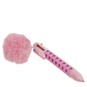 Artelibre - 06530367 ΣΤΥΛΟ 6 ΧΡΩΜΑΤΩΝ ΜΕΛΑΝΙΟΥ ΜΕ ΠΟΜ ΠΟΜ ΡΟΖ ΠΛΑΣΤΙΚΟ 14.2CM