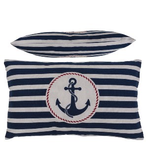 Artelibre - 06530448 ΔΙΑΚΟΣΜΗΤΙΚΟ ΜΑΞΙΛΑΡΙ ΑΓΚΥΡΑ ΜΕ ΦΕΡΜΟΥΑΡ ΜΠΛΕ/ΛΕΥΚΟ 64% POLYESTER/19% ΒΑΜΒΑΚΙ/17% ΒΙΣΚΟΖΗ 30X50CM 1ΤΜΧ