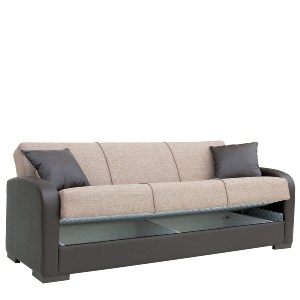 Artelibre - 14210015 ΚΑΝΑΠΕΣ ΚΡΕΒΑΤΙ ΤΡΙΘΕΣΙΟΣ MARTINI ΚΑΦΕ PU 225X87X90CM