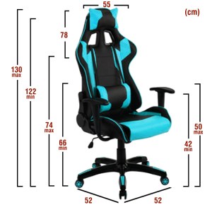 Artelibre - 14240002 ΠΟΛΥΘΡΟΝΑ ΓΡΑΦΕΙΟΥ ARTELIBRE GAMING ΚΥΛΛΗΝΗ ΜΠΛΕ/ΜΑΥΡΟ PVC 66X67X127-135CM