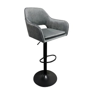 Artelibre - 14240055 ΣΚΑΜΠΟ BAR ARTELIBRE SHAND ΜΕ ΠΛΑΤΗ ΠΤΥΣΣΟΜΕΝΟ ΓΚΡΙ ΒΕΛΟΥΔΟ/ΜΕΤΑΛΛΟ 53X53X92-114CM