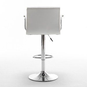 Artelibre - 14240079 ΣΚΑΜΠΟ BAR ARTELIBRE DOKK ΜΕ ΠΛΑΤΗ ΠΤΥΣΣΟΜΕΝΟ ΛΕΥΚΟ PU/ΜΕΤΑΛΛΟ 52X56X94-115CM