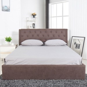 Artelibre - 14320006 ΚΡΕΒΑΤΙ ARTELIBRE ASTER ΣΚΟΥΡΟ ΚΑΦΕ ΥΦΑΣΜΑ ΜΕ ΑΠΟΘΗΚΕΥΤΙΚΟ ΧΩΡΟ 216X170.5X103CM (ΣΤΡΩΜΑ 160X200CM)