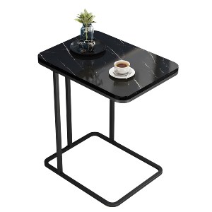 Artelibre - 14370243 ΤΡΑΠΕΖΑΚΙ ΒΟΗΘΗΤΙΚΟ RIONI ΜΑΥΡΟ ΜΕ ΟΨΗ ΜΑΡΜΑΡΟΥ MDF/ΜΕΤΑΛΛΟ 50X30X58CM