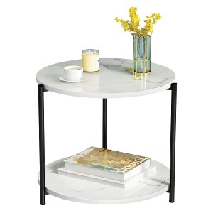 Artelibre - 14370246 ΤΡΑΠΕΖΑΚΙ ΣΑΛΟΝΙΟΥ ARTELIBRE ALGETI ΛΕΥΚΟ ΜΕ ΟΨΗ ΜΑΡΜΑΡΟΥ MDF/ΜΕΤΑΛΛΟ Φ40X43CM