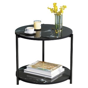 Artelibre - 14370247 ΤΡΑΠΕΖΑΚΙ ΣΑΛΟΝΙΟΥ ARTELIBRE ALGETI ΜΑΥΡΟ ΜΕ ΟΨΗ ΜΑΡΜΑΡΟΥ MDF/ΜΕΤΑΛΛΟ Φ40X43CM