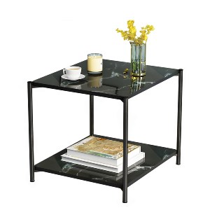 Artelibre - 14370249 ΤΡΑΠΕΖΑΚΙ ΣΑΛΟΝΙΟΥ ARTELIBRE ARGUN ΜΑΥΡΟ ΜΕ ΟΨΗ ΜΑΡΜΑΡΟΥ MDF/ΜΕΤΑΛΛΟ 40X40X43CM