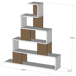 Artelibre - 14410007 ΒΙΒΛΙΟΘΗΚΗ PRUNELA ΛΕΥΚΟ/ΚΑΡΥΔΙΑ 120X22X131CM